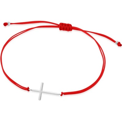 Sofia červená šnúrka so strieborným krížikom WEW0546-J-RED