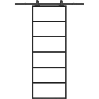 vidaXL Плъзгаща се врата с обков 76x205 см ESG стъкло и алуминий (3332827)