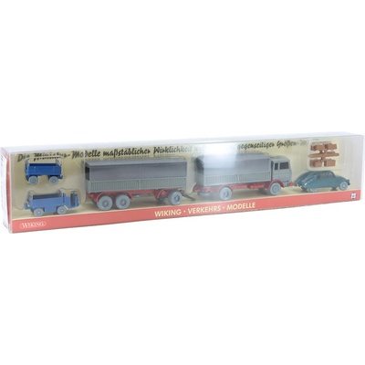 Tatra T87 + Mercedes-Benz 1620 + Vozik na kufry + Přivěsý 1:87 - Wiking