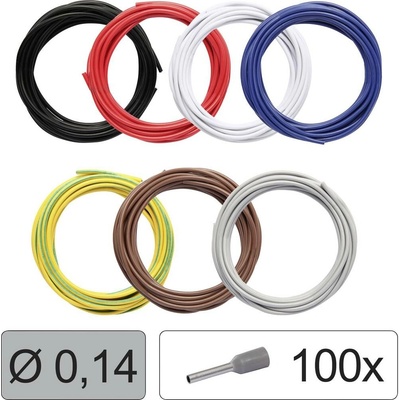 Quadrios 25CW110 jeden drôt, LiFY, 0.14 mm², čierna, červená, biela, modrá, žltozelená, hnedá, sivá, 1 sada