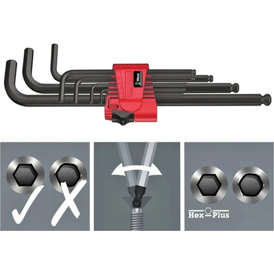 Wera Zástrčné kľúče 1,5 ÷ 10 mm Hex-Plus 6 BlackLaser 9 dielov 022086