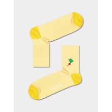 Happy Socks Ribbed Embroidery Veggi Crew yellow