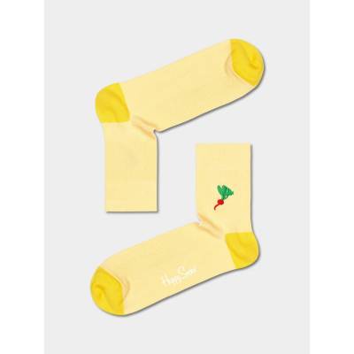 Happy Socks Ribbed Embroidery Veggi Crew yellow