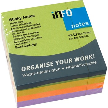 Самоз лист Info Notes Springmix Неон 75х75mm 400 (1901048-58-5654-75)