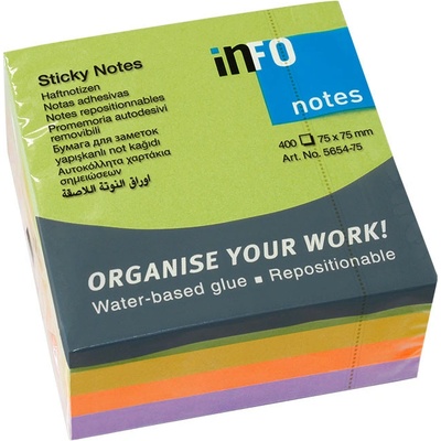 Самоз лист Info Notes Springmix Неон 75х75mm 400 (1901048-58-5654-75)