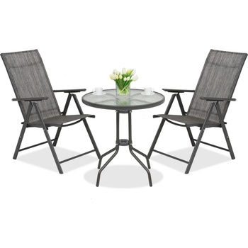 Garden Point Метална градинска мебел Modena/Rosario за 2 човека с масичка Garden Point антрацит (GAP502-2)