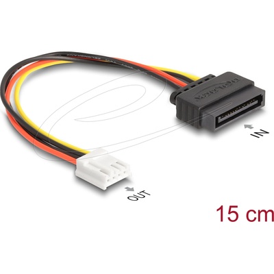 Delock SATA захранващ кабел 15 pin male - 1 бр. Флопи 4 пина гайка 15 см