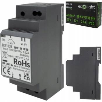 Eco Light Napájecí zdroj na DIN lištu 12V 30W 2,5A pro IP20 PREMIUM LED pásek EC61030