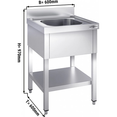 G.Gastro Dřezová skříňka PREMIUM - 600x600 mm - se spodem - 1 dřez uprostřed - 2990 – Zboží Dáma