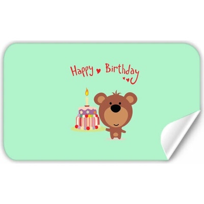Samolepky obdélník Happy Birthday Bear