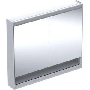 Geberit ONE - Шкаф огледало с LED осветление, 105x90x15 см, 2 врати, с ниша, алуминий 505.834. 00.1 (505.834.00.1)