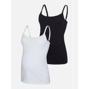 Mamalicious Maternity 2-Pack Strap Nursing Vests - Black
