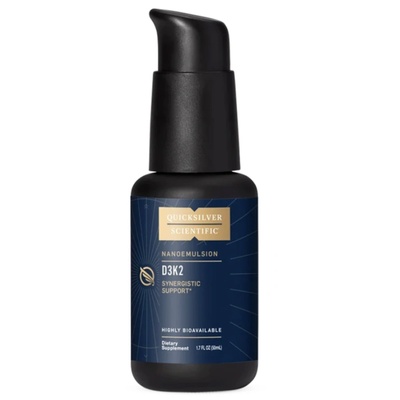 Quicksilver Scientific D3K2, витамини D3 и K2, подкрепа на костите, наноемулсия, 50 ml