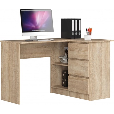 Akord Rohový psací stůl B16 LEWE 124 x 85 x 77 cm dub sonoma – Zboží Dáma