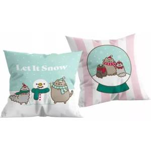 Halantex Pusheen: Коледна декоративна възглавница - 40 x 40 см, двустранна (PUS-3570C)