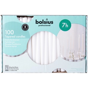 Bolsius Болсиус Конични бели свещи RAL 100 бр