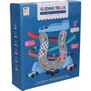 Dudlu Autodráha s rampami set 8 dílů 4 překlápěcí autíčka v krabici