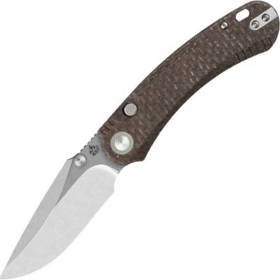 QSP Knife Coyote Nitro V, Glow-in-the-Dark brown burlap micarta Button Linerlock QS174-A1