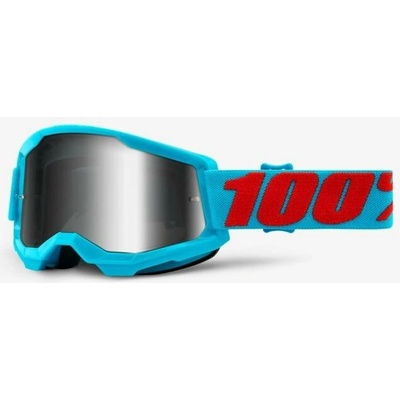 100 PROCENT brýle STRATA 2 SUMMIT - MIRROR SILVER LENS - barva světle modrá/červená sklo stříbrné zrcadlo