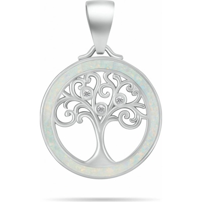 Brilio Silver Stříbrný přívěsek Strom života se zirkony a bílým opálem PT137W