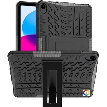 Apple Удароустойчив калъф за Apple iPad (2025) / 10.9 (2022) с Гумена Текстура и Стойка, TPU+PC - Черен, Червен, Син