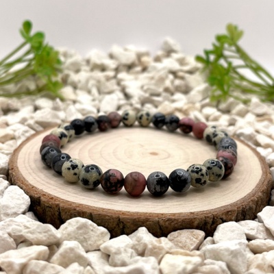 Certom Minerální náramek jaspis, obsidián a rodonit – ochrana a láska 0122