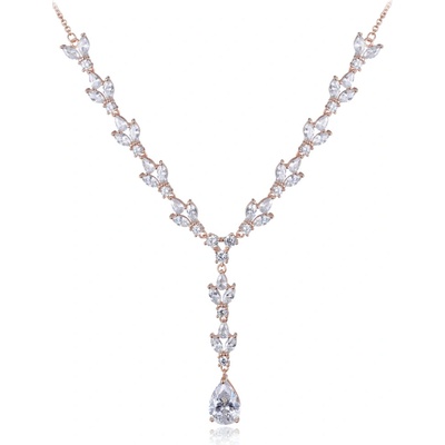 Minet Luxusní rose gold stříbrný náhrdelník se zirkony JMAS0213RN45