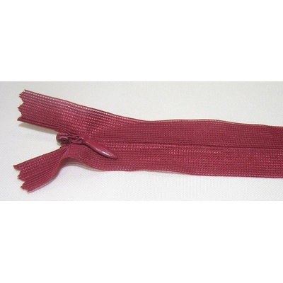 Zips krytý nedeliteľný 25cm bordová