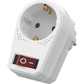 Ultralux Адаптер за контакт с 1 Шуко гнездо, с ключ, бял (akk1sw)