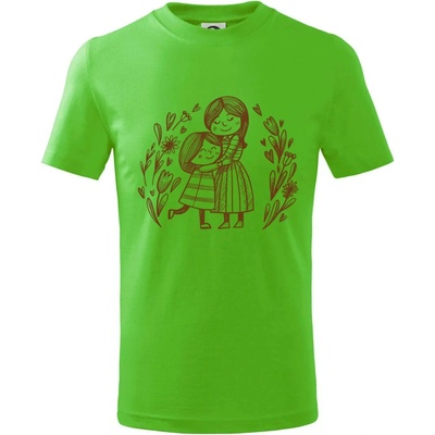 Matka a dcéra v objatí tričko detské Apple Green