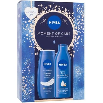 Nivea Moment Of Care подаръчен комплект: душ гел Creme Care 250 ml + лосион за тяло Rich Nourishing 250 ml за жени