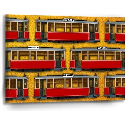 Sablio Obraz Pražské historické električky Žltý Pattern - 90x60 cm