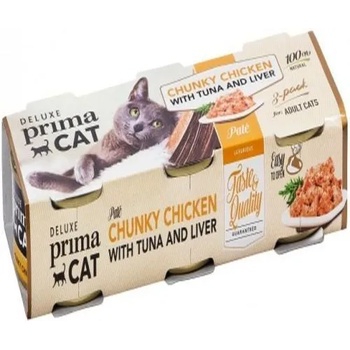 Prima Pet Premium Prima Cat Deluxe Chunky Chicken with Tuna and Liver - с пилешко, риба тон и дроб 3 х 80 гр