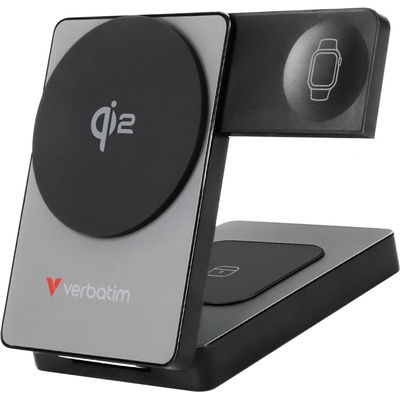 Verbatim Външна батерия Verbatim Foldable 3-in-1 Qi2 Magnetic Wireless Power Bank 5000 mAh Grey (32294)