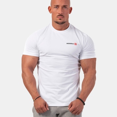 Nebbia pánske tričko do fitka Minimalist Logo 291 white