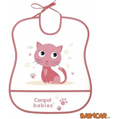 Canpol babies plastový bryndák měkký Happy Animals Kočička