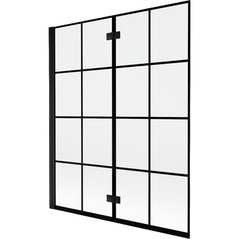 Mexen Mist параван за вана 2-крилен ляв 140 x 150 см, черна решетка, черен - 8A9-140-002-70-77-L (8A9-140-002-70-77-L)