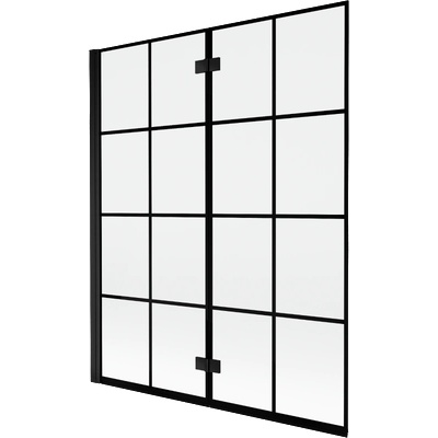 Mexen Mist параван за вана 2-крилен ляв 140 x 150 см, черна решетка, черен - 8A9-140-002-70-77-L (8A9-140-002-70-77-L)