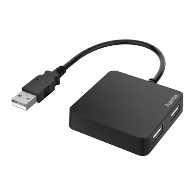 Hama USB хъб HAMA, 4 портов, USB 2.0, 480 Mbit/s, Черен (HAMA-200121)