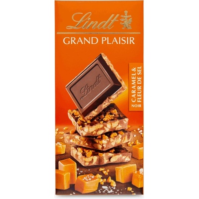 Lindt GRAND PLAISIR horká čokoláda s kúskami karamelu a morskej jedlej soli 150 g