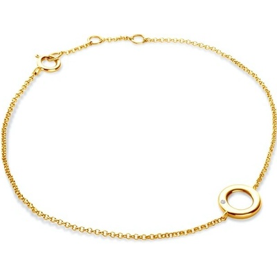 SAVICKI Náramok s príveskom kruh žlté zlato s diamantom 0.01 ct 18 cm - SAVB06098 Y