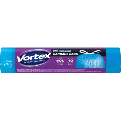 Vortex Торби за отпадъци с връзки Vortex - 60 l, 10 броя, сини (16119950)