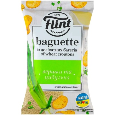 FLINT Snack z pšeničného chleba s príchuťou smotany a cibule 60 g