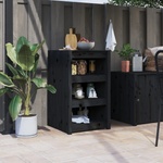 vidaXL Кухненски шкаф за открито, MEPPEL, черен, 55x55x92 см, бор масив (832343)