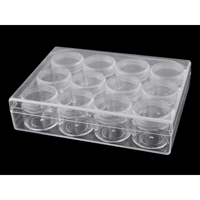 Plastový box / zásobník 12 šroubovacích dóziček transparent 1 ks