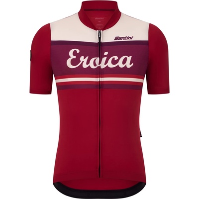 Santini Мъжка фланелка с къс ръкав за колоездене Santini Eroica Orcia Cycling jersey - Bordeaux - размер XL (056-4379-0114)