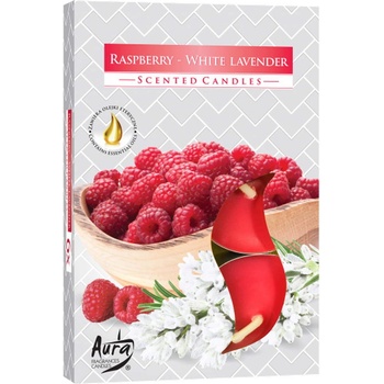 AURA 6 бр. чаени свещи aura с аромат на малина и бяла лавандула (p15-352)