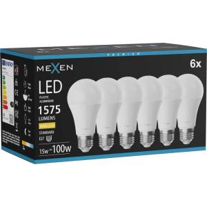 Mexen Nova 6x LED крушка E27, A60, 15W, Топла - 3000K, 1575 lm - L100-E27-1530-01x06 (L100-E27-1530-01x06)