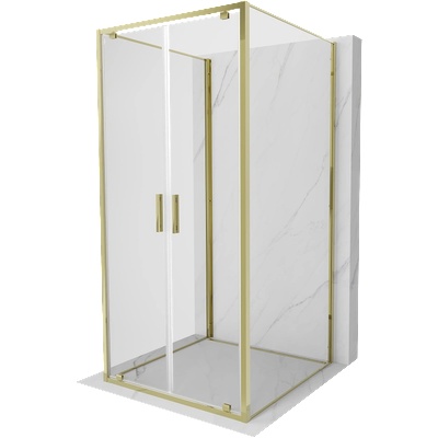 Mexen Exo-3S триизмерна душ кабина с вратички 120 x 120 см, прозрачна, златна (8182-120-120-50-00-3S)