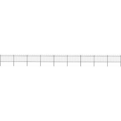 OMAXI Zahradní plot s obloukem nahoře ocelový 1506 x 100 cm černý 710853